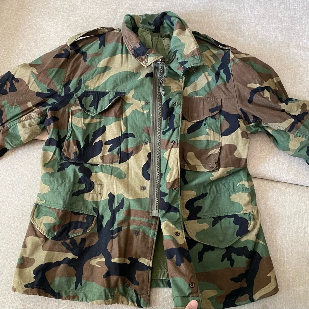 Vintage Military Woodland Camo M-65 Field Jacket